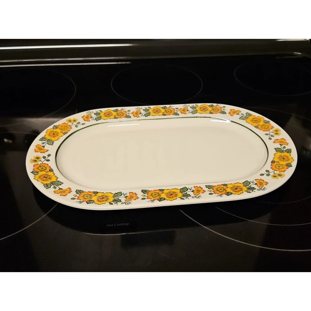 Vintage Villeroy & Boch Cottage Platter  13” x 8” Yellow And Orange Flowers EUC